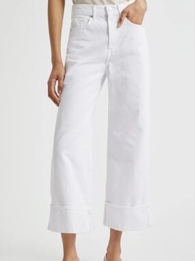 Brand New Veronica Beard Taylor High Waist Crop Wide White 30